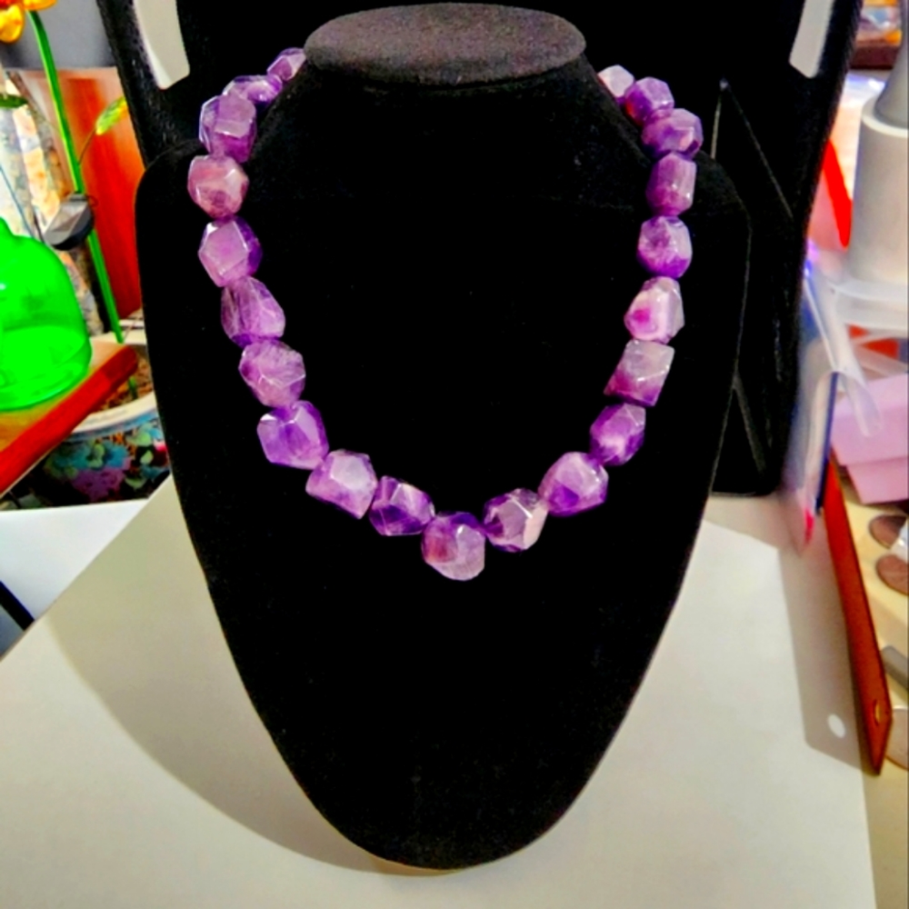 Amethyst Chunky Faceted Nugget Choker